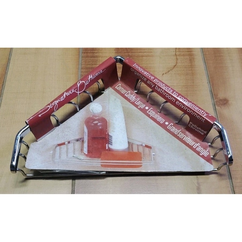 Polished Chrome Wall Mounted Large Corner Caddy Soap Basket Bathroom